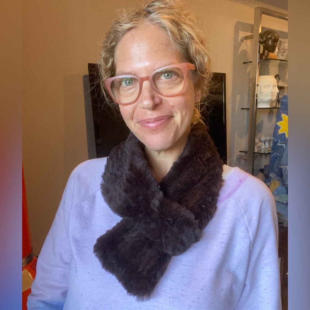 Dark Brown Italian Rabbit Fur Scarf